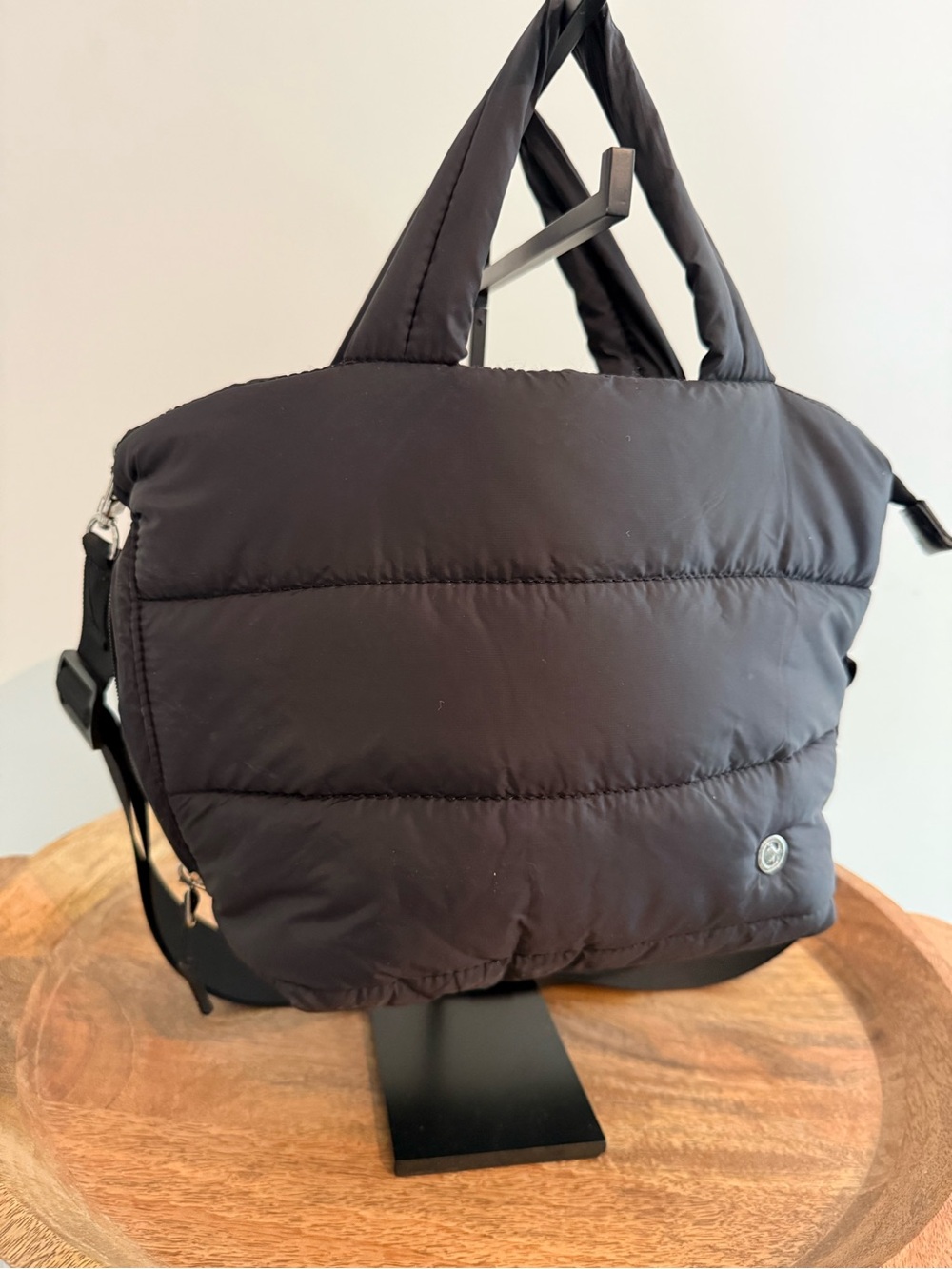 CHOLISS Black Puffy Tote Bag Quilted Crossbody Shoulder Handbag